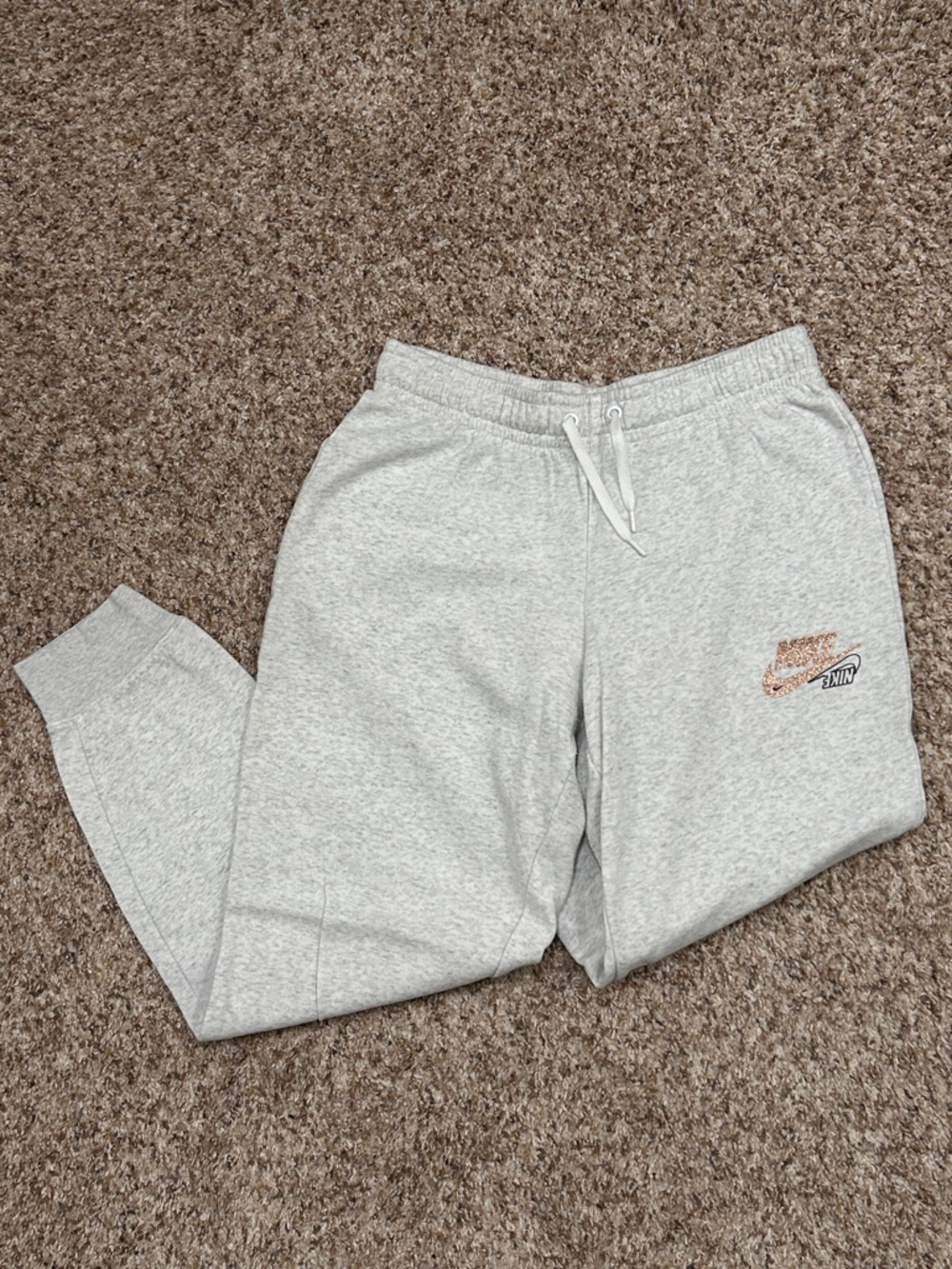Nike Club Crewneck Fleece Sweatshirt / Sweatpant Rose Gold Glitter Set - Picture 7 of 12